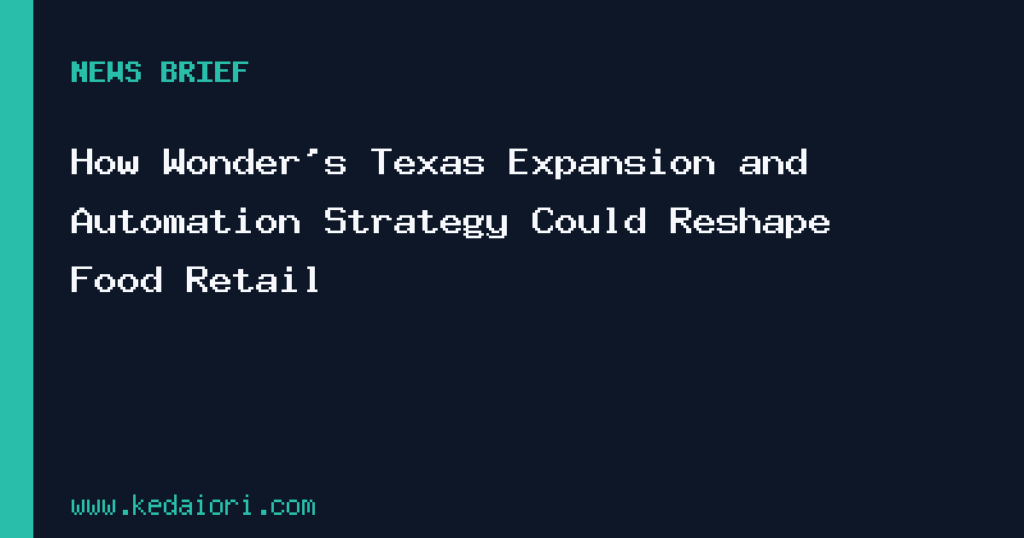 How Wonder’s Texas Expansion and Automation Strategy Could Reshape Food Retail Illustration of a Wonder food hall location showing multiple restaurant concepts, mobile ordering via app, and prepared food stations